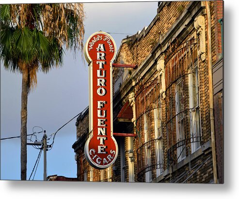 Ybor City Florida Metal Print featuring the photograph Ybor City Cigar Sign color work one by David Lee Thompson