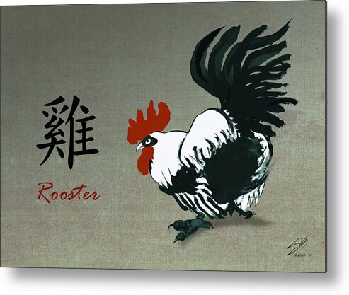 Chicken Metal Print featuring the digital art Year of the Rooster by M Spadecaller