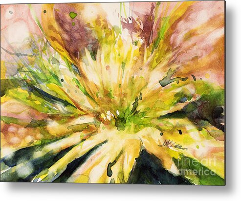 Flower Metal Print featuring the painting Yellow Mum by Judith Levins