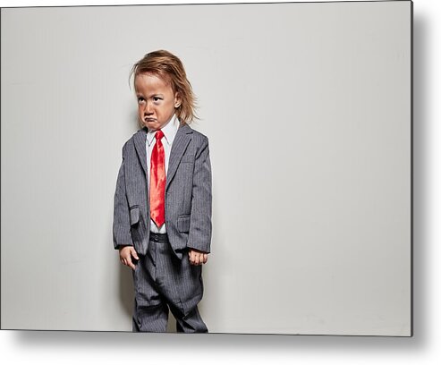 4-5 Years Metal Print featuring the photograph Young Boy Dressed Up As Donald Trump For Halloween by Ballyscanlon