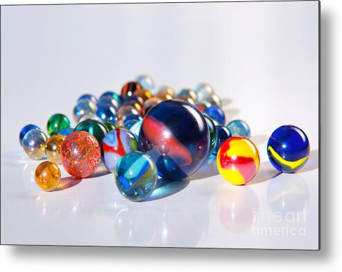 Abstract Metal Print featuring the photograph Colorful Marbles #1 by Carlos Caetano