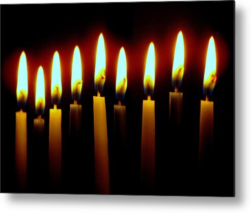 Candles Metal Print featuring the photograph 8 Crazy Nights by Lori Lafargue