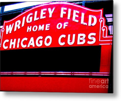 Photo Metal Print featuring the photograph Wrigley Field Sign ll #1 by Marsha Heiken