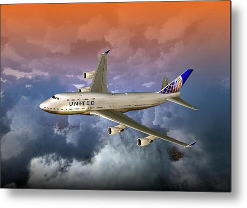 Airplane Metal Print featuring the digital art 747-400 Uao 01 by Mike Ray