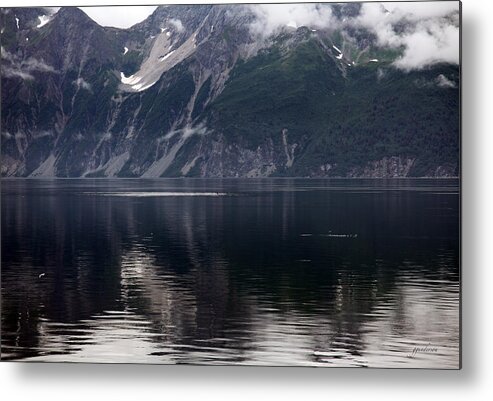 Ocean Metal Print featuring the photograph Alaskan Mountain Scene Whales by Gary Gunderson