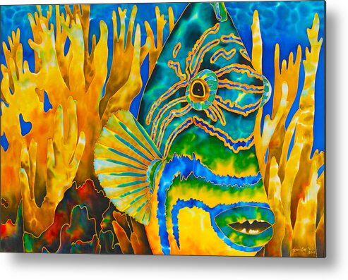 Queen Triggerfish Metal Print featuring the painting Anse Chastanet Queen Triggerfish by Daniel Jean-Baptiste