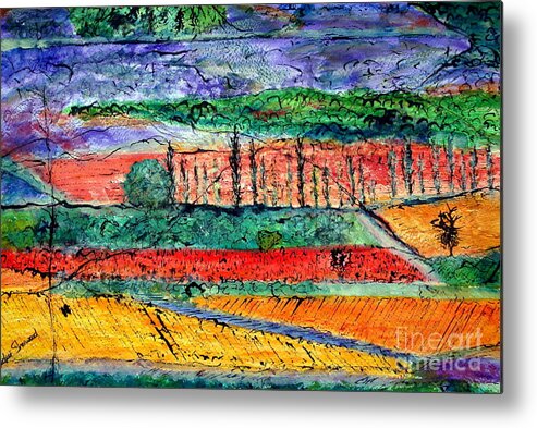 France Metal Print featuring the painting Autumn Fields Languedoc France by Jackie Sherwood