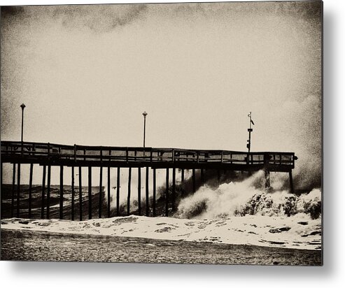 Ocean Metal Print featuring the photograph Beatin' Pier by Kelly Reber