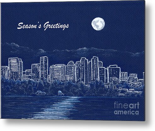 Skyline Metal Print featuring the painting Bellevue Skyline Holiday Card by Phyllis Howard