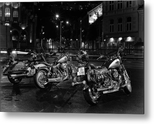 City Metal Print featuring the photograph Bikes by A A