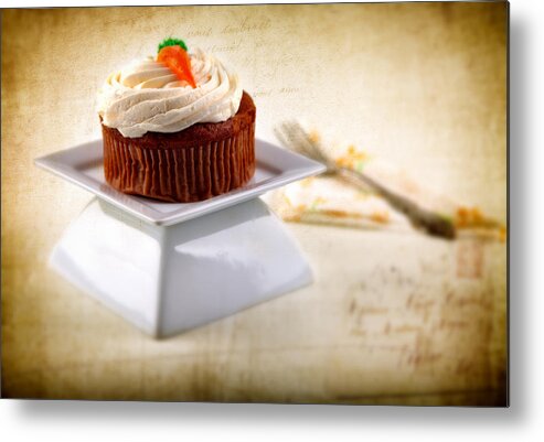Food Metal Print featuring the photograph Carrot Cupcake by James Bethanis