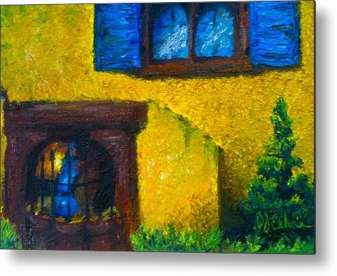 Oil Metal Print featuring the painting Casa Amarillo by PJ or Peggy Acker