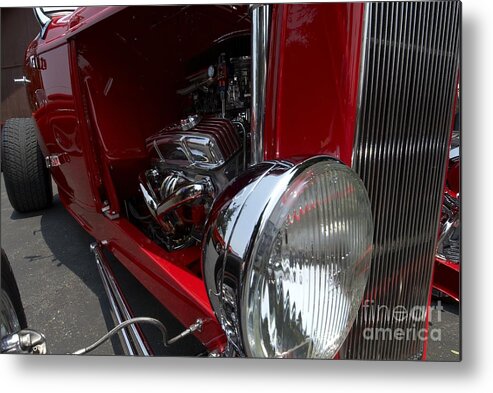 Vintage Cars Metal Print featuring the photograph Chrome Engine Vintage Car by Blake Webster