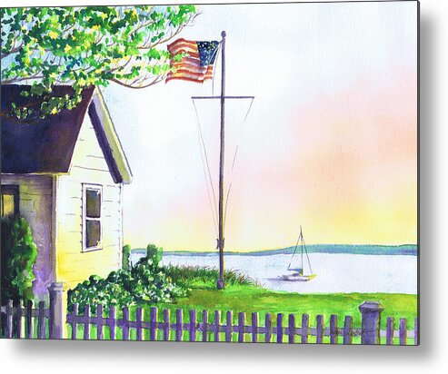 Cottage Metal Print featuring the painting Cottage Orient NY by Susan Herbst