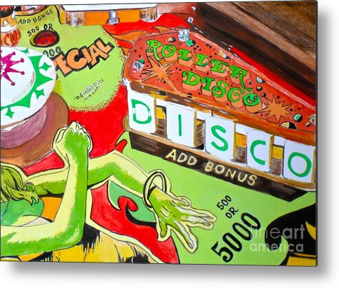 Disco Metal Print featuring the painting DISCO Pinball by Beth Saffer