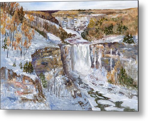 Letchworth State Park Metal Print featuring the painting Embracing Majesty by George Richardson