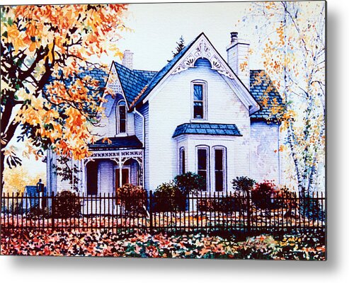 House Portrait Metal Print featuring the painting Family Home Portrait by Hanne Lore Koehler