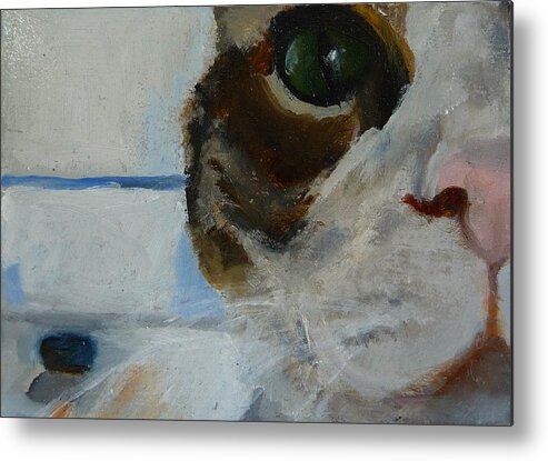 Cat Metal Print featuring the painting Feed Me Now by Jessmyne Stephenson