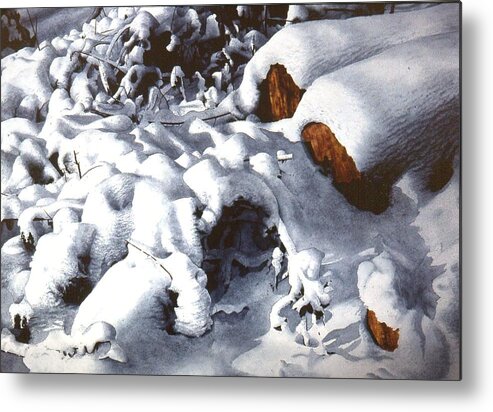 Winter Metal Print featuring the painting First Snow by Conrad Mieschke