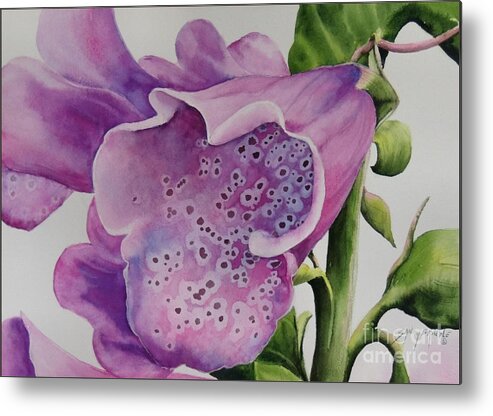 Watercolor Metal Print featuring the painting Foxgloves by Sandy Brindle