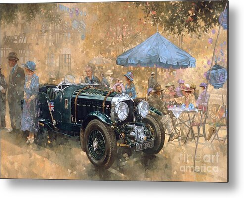 Bentley Metal Print featuring the painting Garden party with the Bentley by Peter Miller