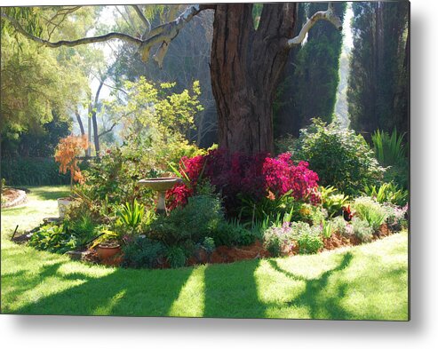 Garden Metal Print featuring the digital art Garden sunlight 1 by Fran Woods