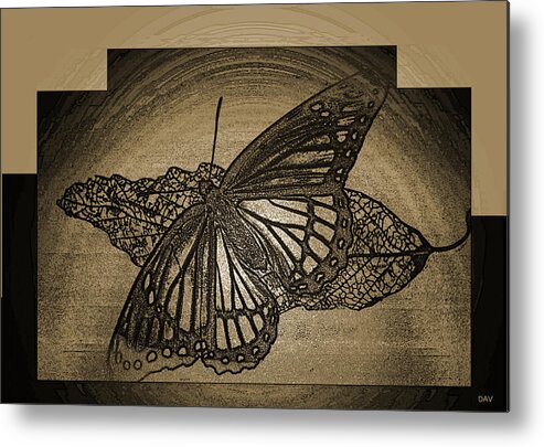 Golden Etch Butterfly Metal Print featuring the mixed media Golden Etch Butterfly by Debra   Vatalaro