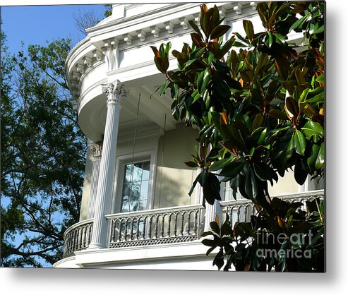 White House Metal Print featuring the photograph Grand House With Magnolia Tree by Jeanne Woods