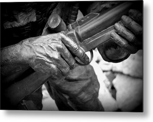 Photography Metal Print featuring the photograph Hands Of War by Lora Mercado