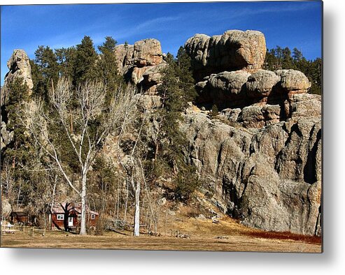 House Metal Print featuring the photograph Hang A Left At the Rock by Lynne and Don Wright