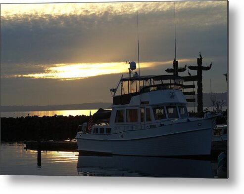 Baot Metal Print featuring the photograph Harbor at Sunset by Jerry Cahill