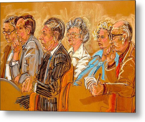 Drawings Metal Print featuring the painting Inquest Jury by Les Leffingwell