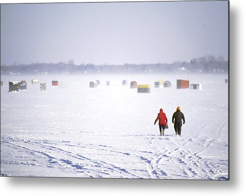 Barrie Metal Print featuring the photograph Kempenfelt ice huts by John Bartosik