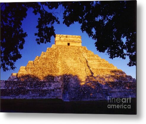 Chichen Itza Metal Print featuring the photograph Mayan Pyramid by John Malone