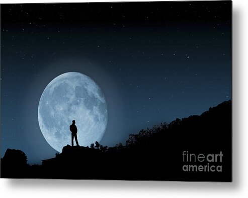 Moonlit Solitude Metal Print featuring the photograph Moonlit Solitude by Steve Purnell