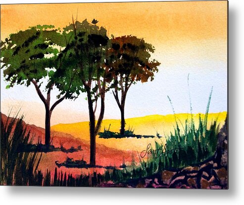 Trees Metal Print featuring the painting Morning Light by Frank SantAgata