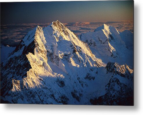 Aerial View Metal Print featuring the photograph Mt Cook Or Aoraki And Mt Tasman, Aerial by Colin Monteath
