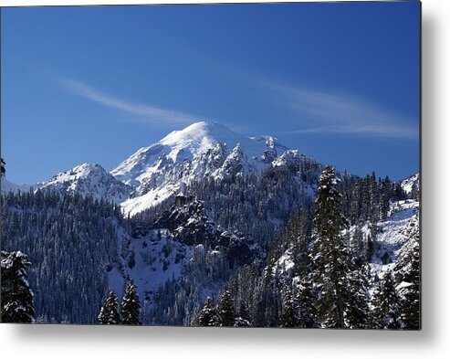 Mt Metal Print featuring the photograph MT. Rainier in Contrast by Rob Green