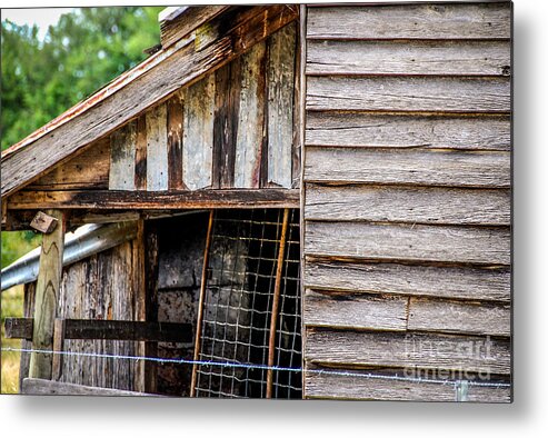 Weathered Metal Print featuring the photograph Old cottage wall 1 by Fran Woods