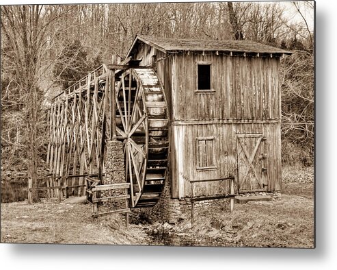 Old Metal Print featuring the photograph Old Mill in Sepia by Douglas Barnett