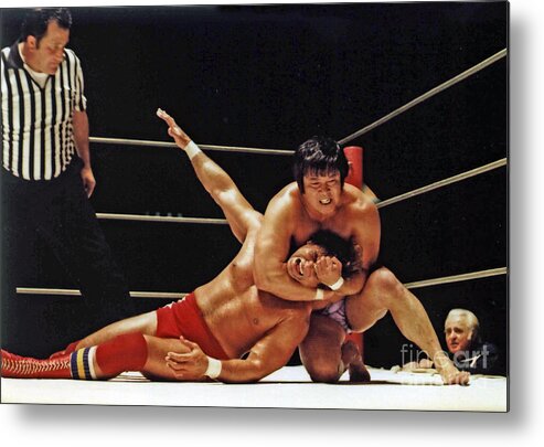Old School Wrestling Metal Print featuring the photograph Old School Wrestling Headlock by Dean Ho on Don Muraco by Jim Fitzpatrick