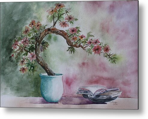 Peaceful Still Life Metal Print featuring the painting Peace of Mind by Patsy Sharpe