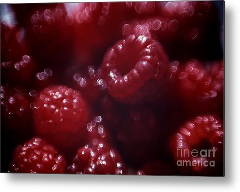 Red Metal Print featuring the photograph Pile of Red Raspberries by Janeen Wassink Searles