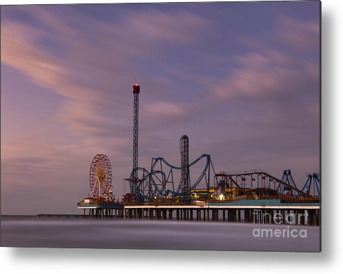 Pleasure Pier Amusement Park Metal Print featuring the photograph Pleasure Pier Amusement Park Galveston Texas by Keith Kapple