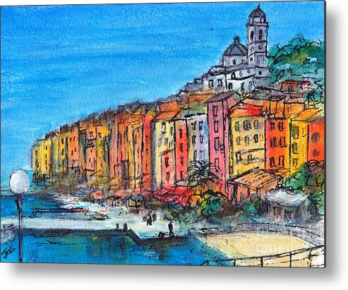 Italy Metal Print featuring the painting Portovenere Italy by Jackie Sherwood