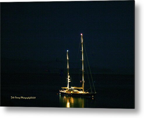 Sailboat Metal Print featuring the photograph Radiance at night by Jale Fancey