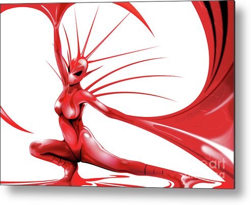 Red Metal Print featuring the digital art Red Angel by Brian Gibbs