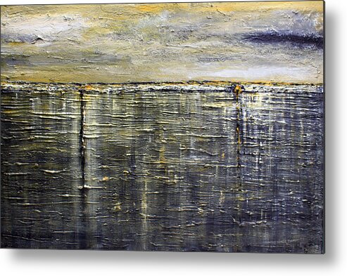 Seascape Metal Print featuring the painting Reflections of Yesterday Series by Dolores Deal
