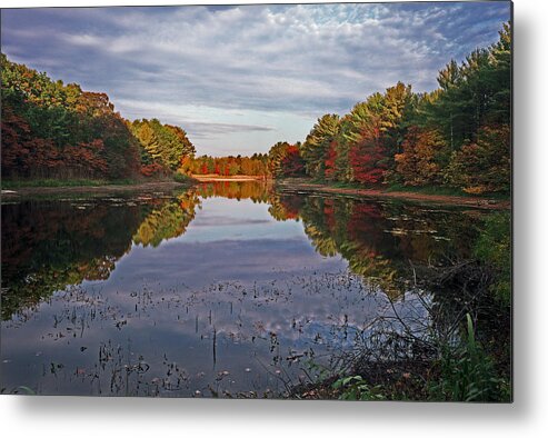 Scenic Drive Pond In Autumn Metal Print featuring the photograph Scenic Drive Pond in Autumn by Kris Rasmusson