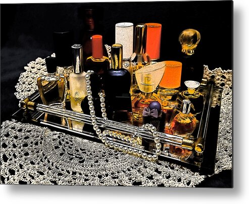 Perfume Metal Print featuring the photograph Scents of a Woman II by DigiArt Diaries by Vicky B Fuller